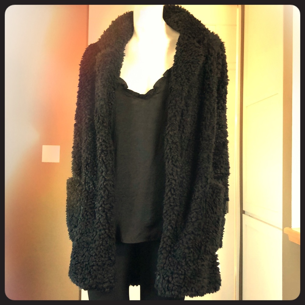 Black woven teddy bear jacket